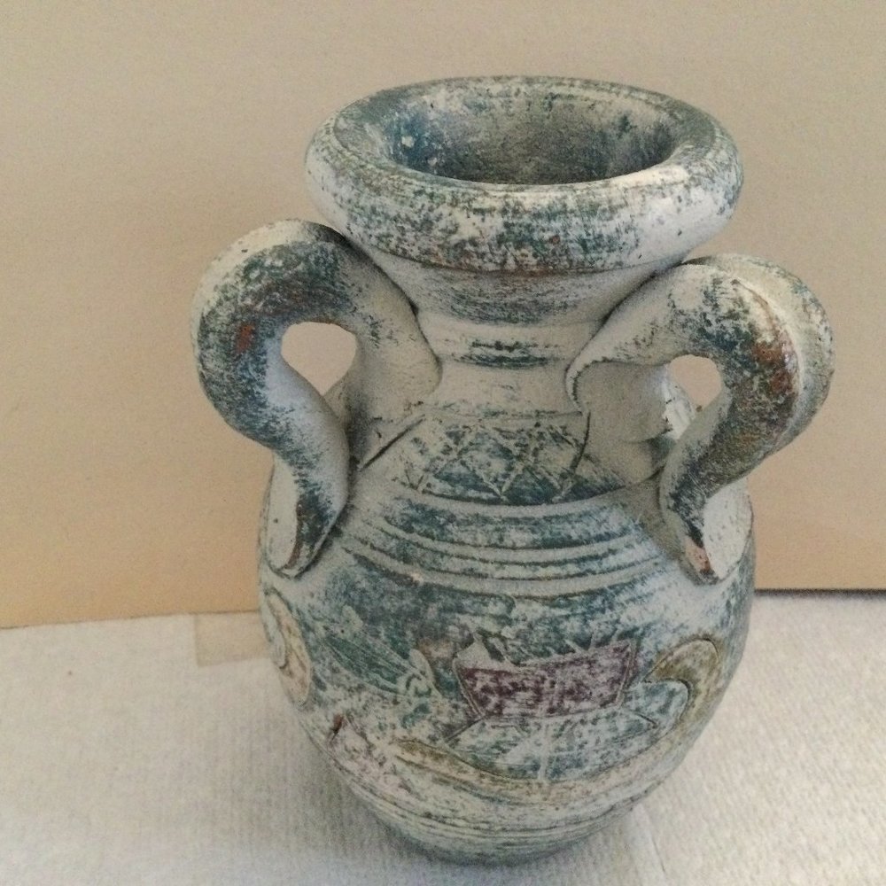 Chinese antique style Pottery vase three handles